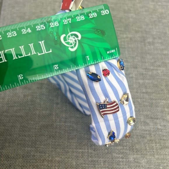 Piper K Stars and Stripes Jeweled Blue Knotted Patriotic Red White Headband - Picture 8 of 10